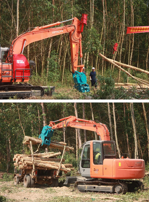 照片：日立建机助中国林业机械化 首套林业机荣登中国