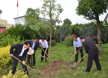 梶田勇辅总经理与政府领导、学校老师共植“希望之树”